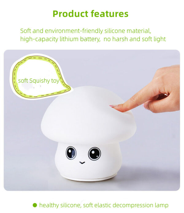 Mskwee Hot Selling LED Colorful Mushroom USB 3D Silicone Night Light for Bedroom Bedside Children Kids Gifts - Image 14