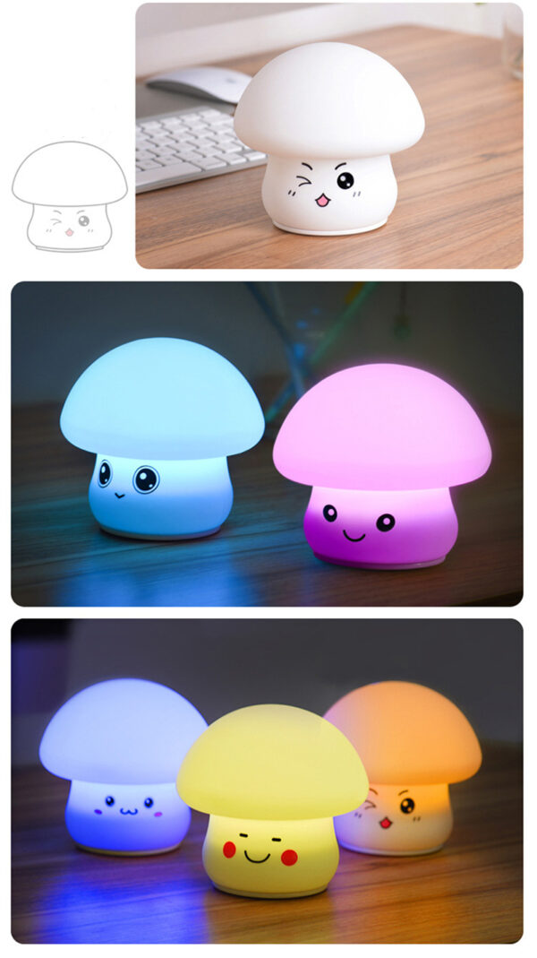 Mskwee Hot Selling LED Colorful Mushroom USB 3D Silicone Night Light for Bedroom Bedside Children Kids Gifts - Image 3
