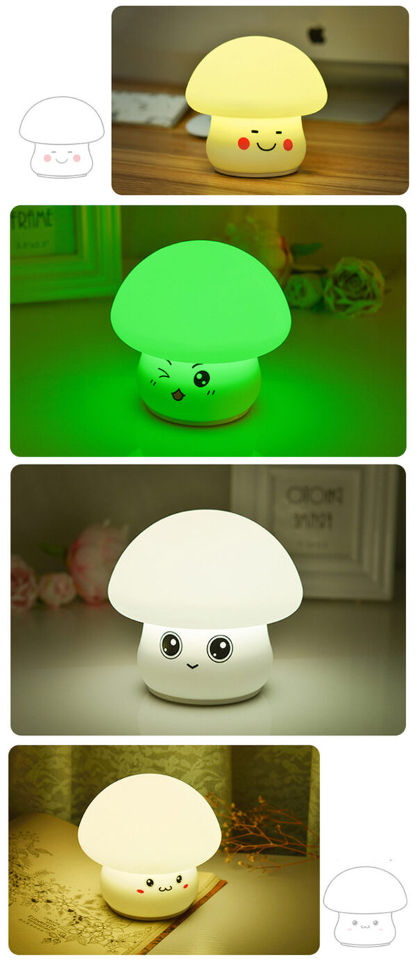 Mskwee Hot Selling LED Colorful Mushroom USB 3D Silicone Night Light for Bedroom Bedside Children Kids Gifts - Image 4