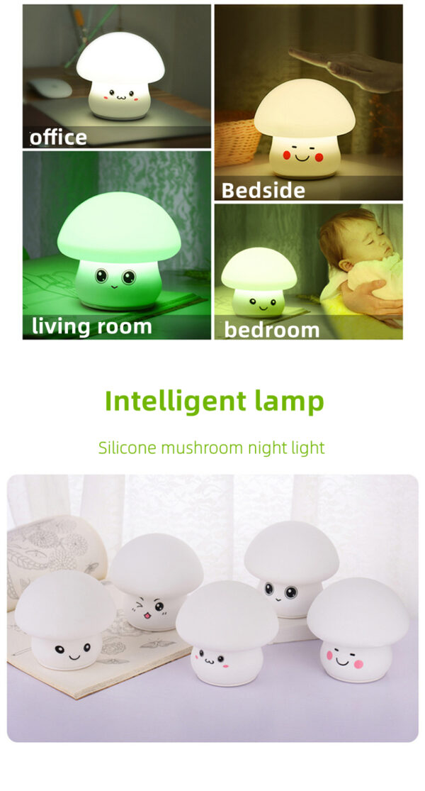 Mskwee Hot Selling LED Colorful Mushroom USB 3D Silicone Night Light for Bedroom Bedside Children Kids Gifts - Image 12