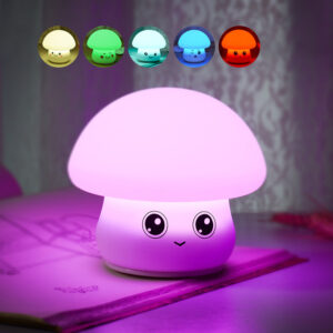 Mskwee Hot Selling LED Colorful Mushroom USB 3D Silicone Night Light for Bedroom Bedside Children Kids Gifts
