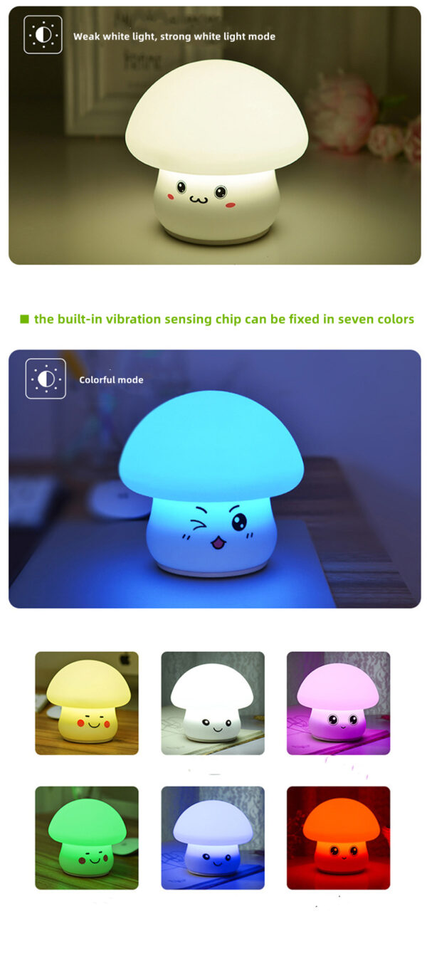 Mskwee Hot Selling LED Colorful Mushroom USB 3D Silicone Night Light for Bedroom Bedside Children Kids Gifts - Image 8