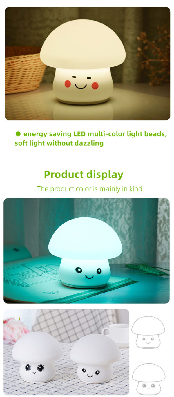 Mskwee Hot Selling LED Colorful Mushroom USB 3D Silicone Night Light for Bedroom Bedside Children Kids Gifts - Image 13