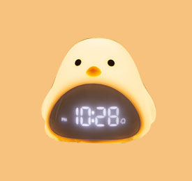 Silicone LED Night Lamp Multifunctional Cartoon Time Bird Night Light Alarm Clock for Children Baby Kids