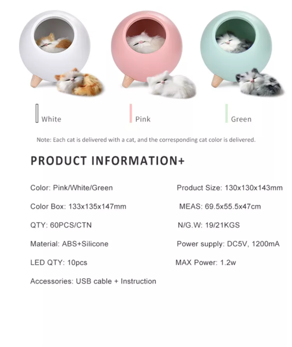 Creative Cute Cat LED Sleep Night Light USB Charging Atmosphere Lamp with Speaker - Image 5