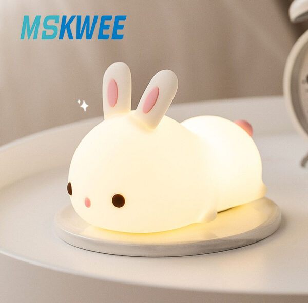 7 Colors Changing Home Night Lights for Kids USB Rechargeable Lamps Cute Silicone Bunny Bedside Lamp for Breastfeeding - Image 5