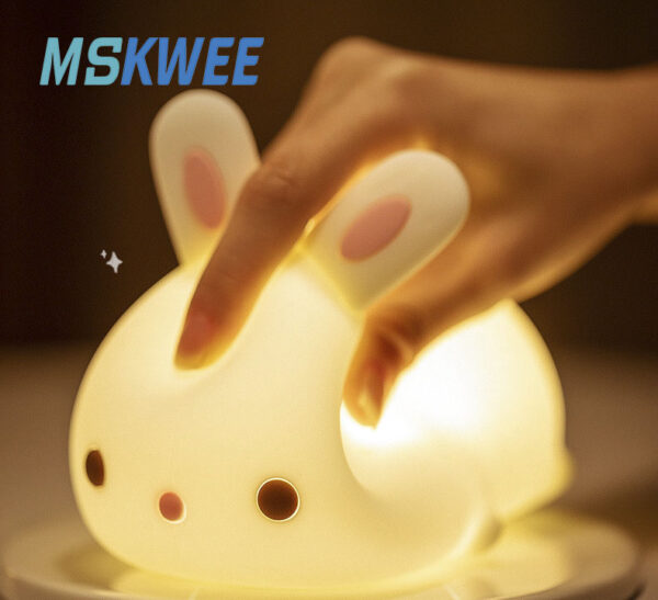 7 Colors Changing Home Night Lights for Kids USB Rechargeable Lamps Cute Silicone Bunny Bedside Lamp for Breastfeeding - Image 6
