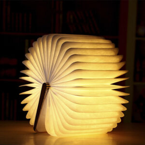 Custom Wood Led Folding Book Lamp USB Rechargeable Wooden Table Lamp Magnetic Design Creative Night Light for Kids Adults