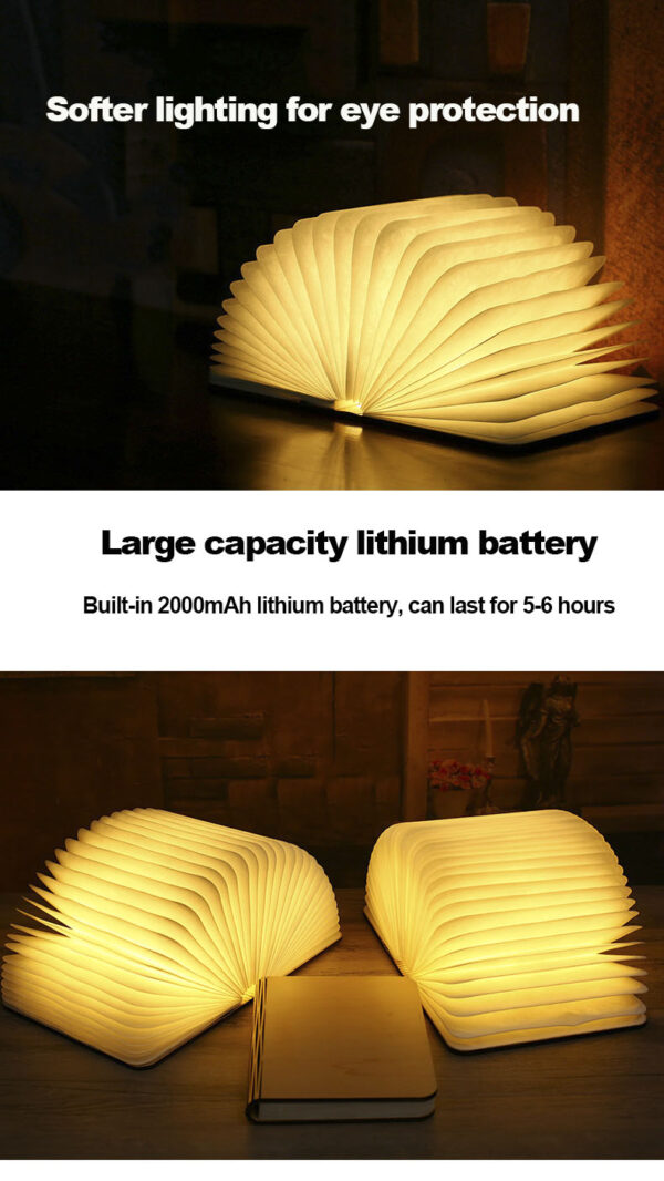 Custom Wood Led Folding Book Lamp USB Rechargeable Wooden Table Lamp Magnetic Design Creative Night Light for Kids Adults - Image 7