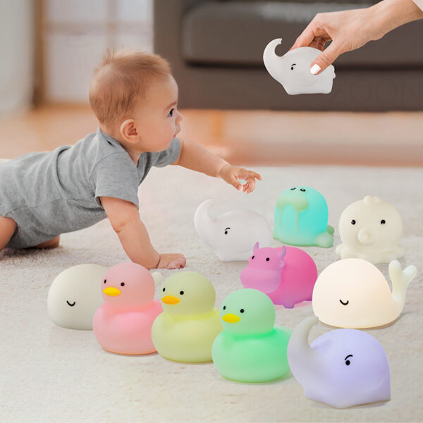 Baby Bath Toy Silicone Lamp Cute Colorful Duck Elephant Cow Seal Night Lamp Touch Sensor LED Night Light For Baby Kids Gift - Image 14