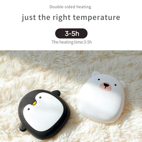Cute Cartoon Penguin Deer Rabbit Electric Hand Warmers USB Rechargeable Double-Side Heating Pocket Power Bank Warmer Heater - Image 14