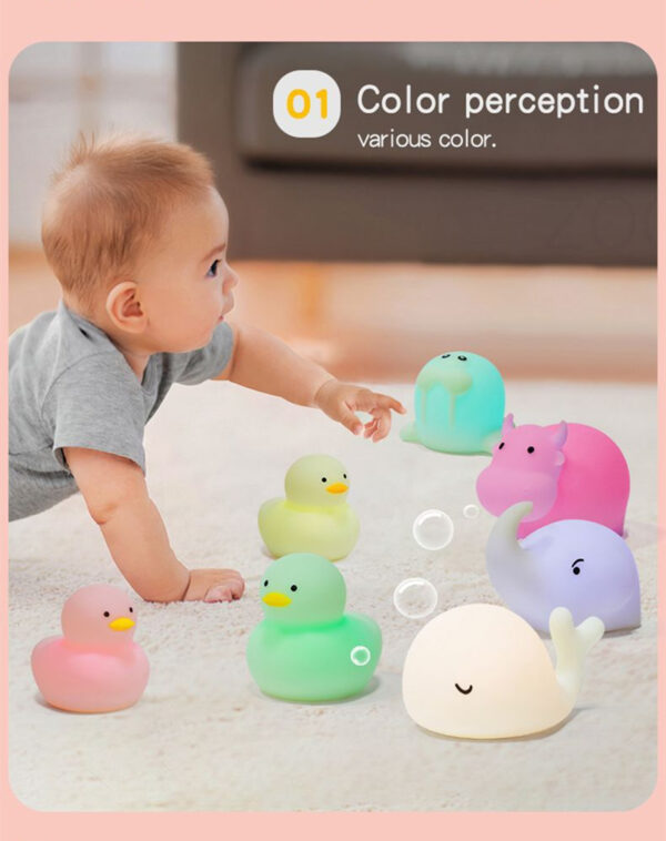 Baby Bath Toy Silicone Lamp Cute Colorful Duck Elephant Cow Seal Night Lamp Touch Sensor LED Night Light For Baby Kids Gift - Image 4