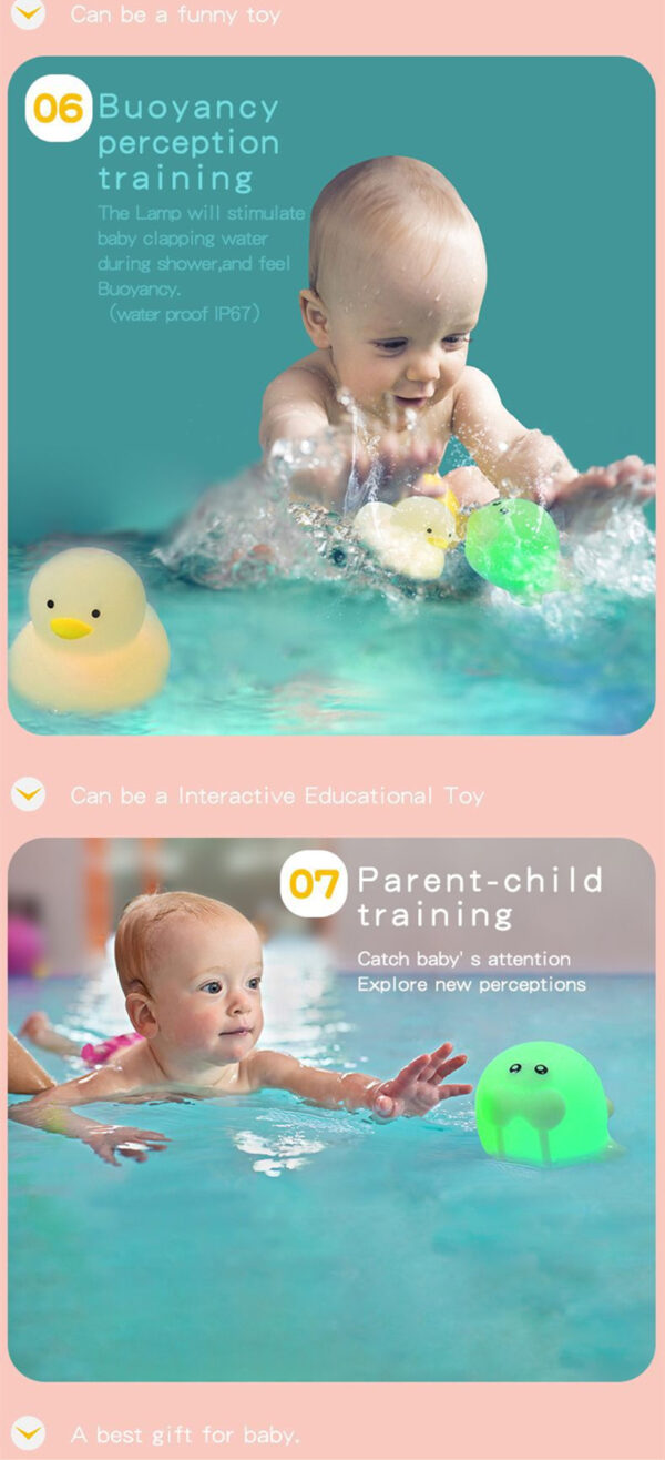 Baby Bath Toy Silicone Lamp Cute Colorful Duck Elephant Cow Seal Night Lamp Touch Sensor LED Night Light For Baby Kids Gift - Image 7