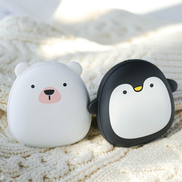 Cute Cartoon Penguin Deer Rabbit Electric Hand Warmers USB Rechargeable Double-Side Heating Pocket Power Bank Warmer Heater