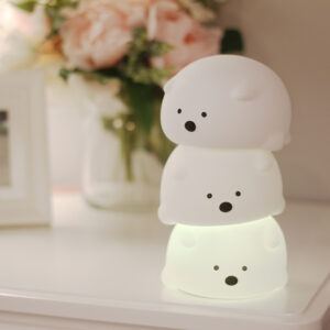 Cute Bear USB Rechargeable LED Night Light Silicone Touch Sensor Colorful Lamp Bedside Bedroom for Kids Children Baby