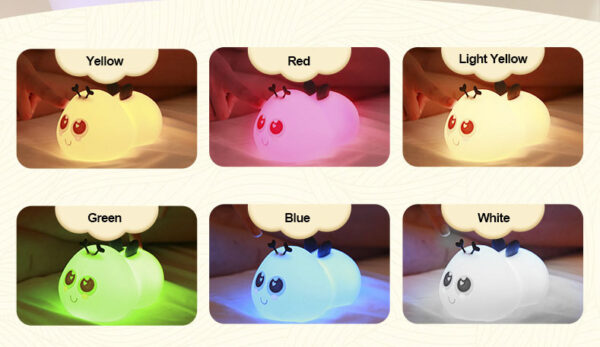 Cute Bee Animal 7 Color Changing Silicone Baby Night Light Lamp With Touch Sensor USB Rechargeable Night Lamp For Kids Birthday - Image 8