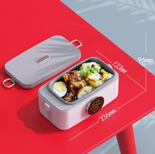 Rechargeable Stainless Steel Electric Mskwee Lunch Box Cordless Food Heater Portable Faster Food Warmer with 1L Removable Container for Car Home - Image 2