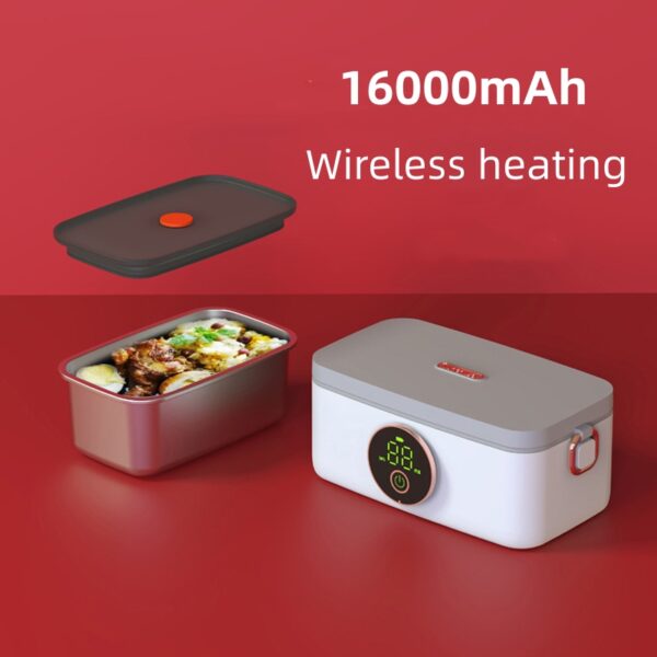 Rechargeable Stainless Steel Electric Mskwee Lunch Box Cordless Food Heater Portable Faster Food Warmer with 1L Removable Container for Car Home - Image 4